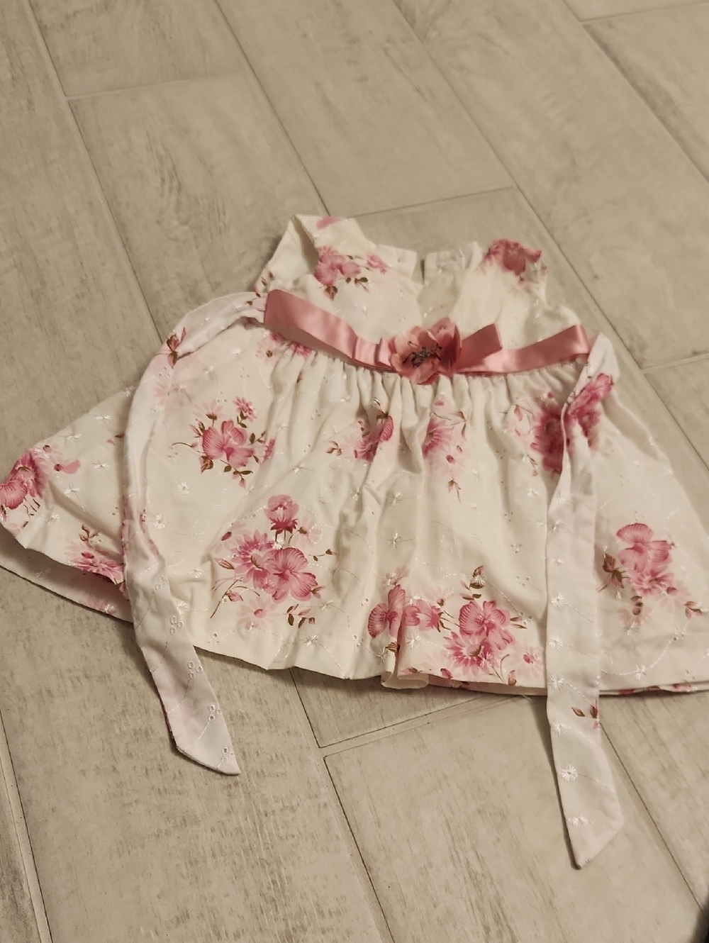 Prince White Dress with Pink Floral Accents